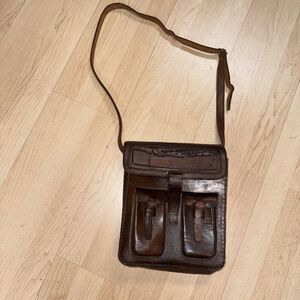 Vintage Embossed Leather Handmade Bag Back Pack Rucksack Travel bag Unbranded